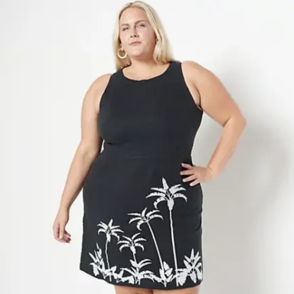 New Jason Wu Linen Embroidered Palm Tree Dress 22W - Picture 8 of 11